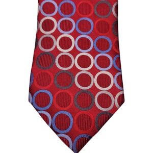 Michael‎ Kors Tie Red Geometric Circle 100% Silk 3.5 x 60 in